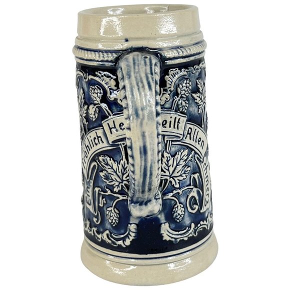 Vintage Alt Grenzau Beer Stein Pottery Cobalt Blue Salt Glaze Made West Germany - Picture 11 of 12